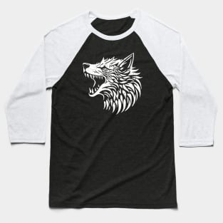 Minimalist Wolf Head - distressed Baseball T-Shirt